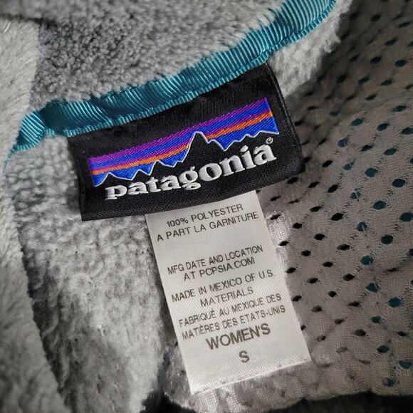 Patagonia ReTool Snap T Grey Pullover Fleece Turquoise Style 25442 Size Small - Picture 9 of 12